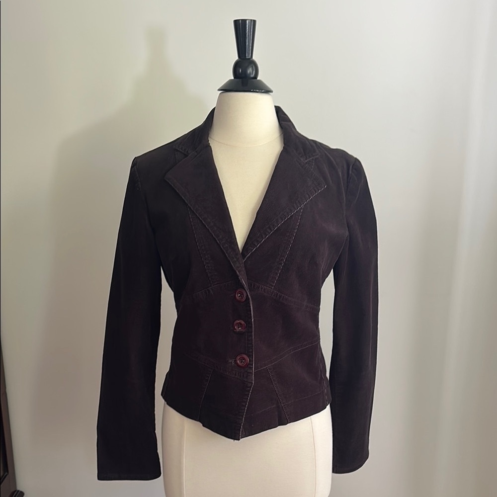 💜🤎 Willi Smith Brown/Purple Corduroy Tailored Blazer with Notched Lapels 8 - Picture 5 of 9